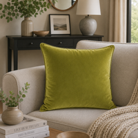 FULLSHIRE Velvet Piped Cushion - Lime Green 43x43cm