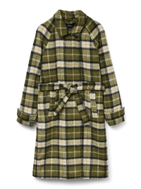 VERO MODA Pucci Long Coat - Green Check