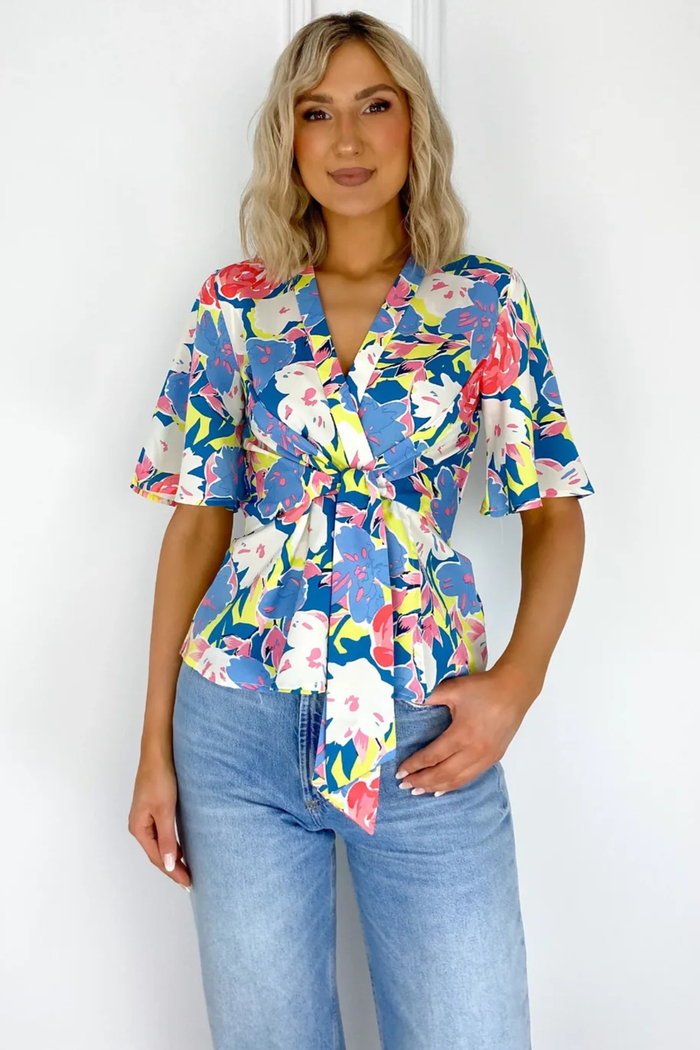 MARC ANGELO Floral Tie Top