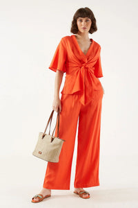 MARC ANGELO Wide Leg Linen Trousers - Orange