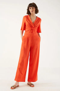 MARC ANGELO Wide Leg Linen Trousers - Orange