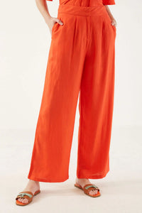 MARC ANGELO Wide Leg Linen Trousers - Orange