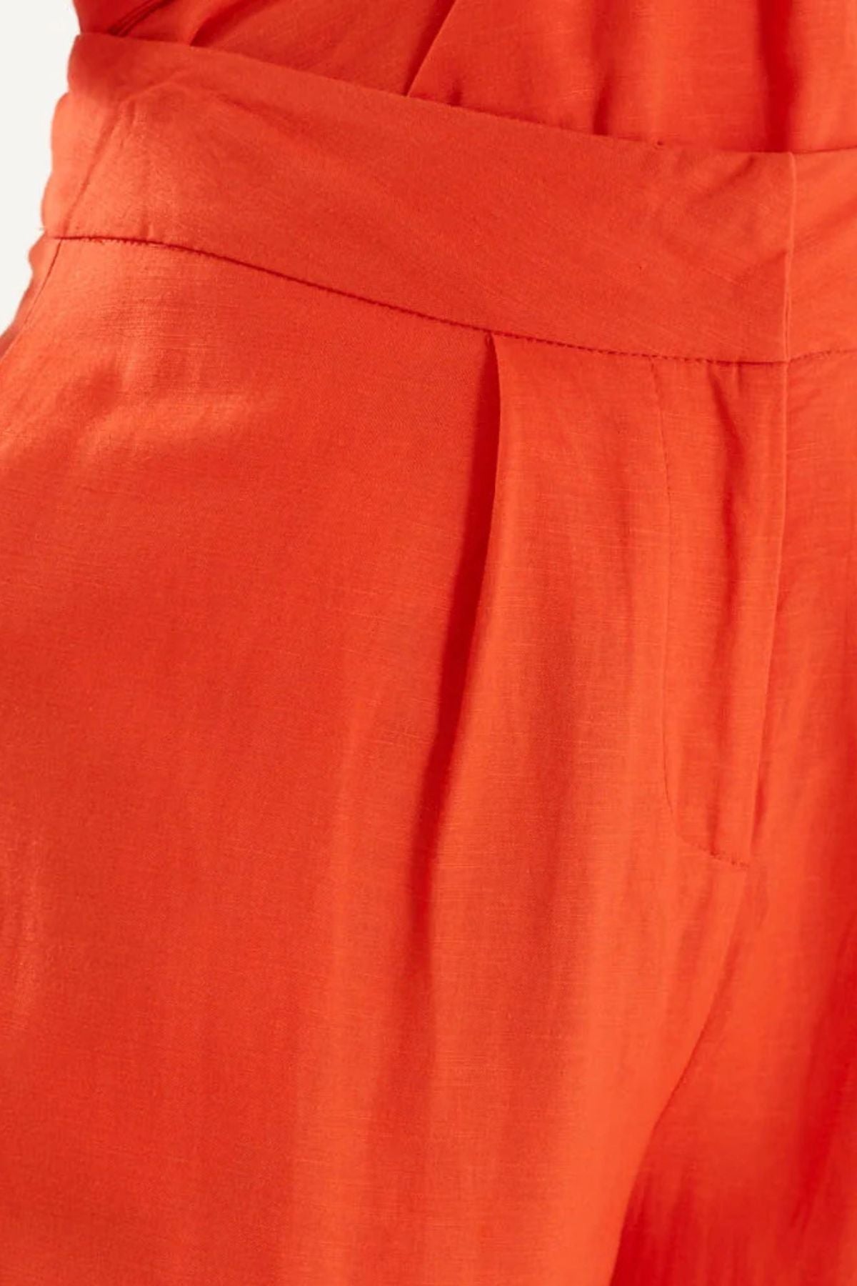 MARC ANGELO Wide Leg Linen Trousers - Orange