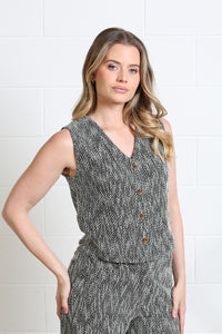 RANT & RAVE Miranda Textured Waistcoat - Black