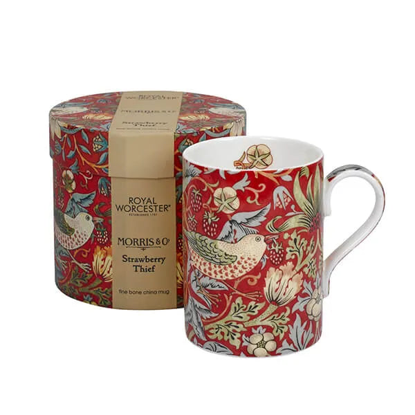 MORRIS & CO Strawberry Thief Mug in a Gift Box - Red