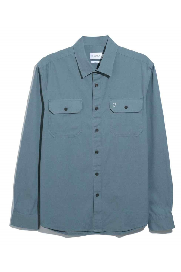 FARAH Classic Marlow LS Overshirt - Soft Blue