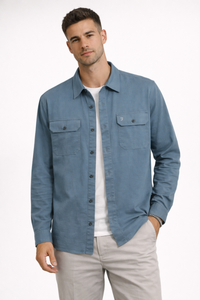FARAH Classic Marlow LS Overshirt - Soft Blue