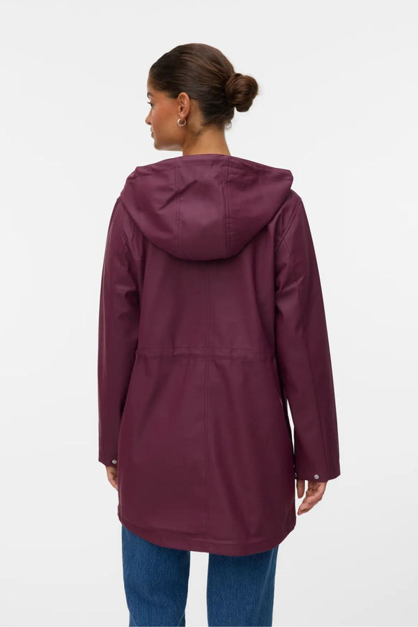 VERO MODA Malou Coated Rain Jacket - Burgundy