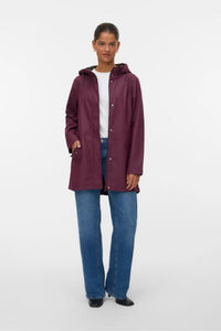VERO MODA Malou Coated Rain Jacket - Burgundy