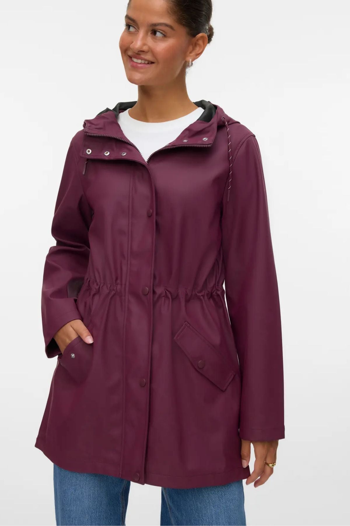 VERO MODA Malou Coated Rain Jacket - Burgundy