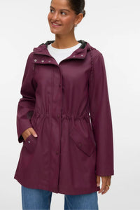 VERO MODA Malou Coated Rain Jacket - Burgundy