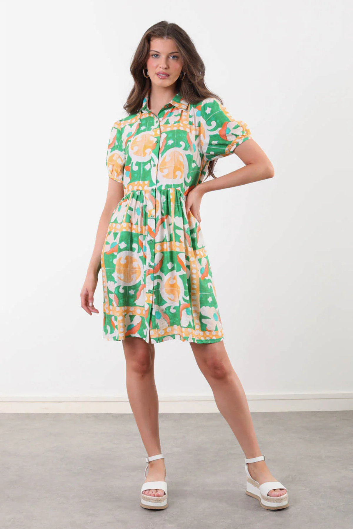 MARC ANGELO Summer Shirt Dress - Green