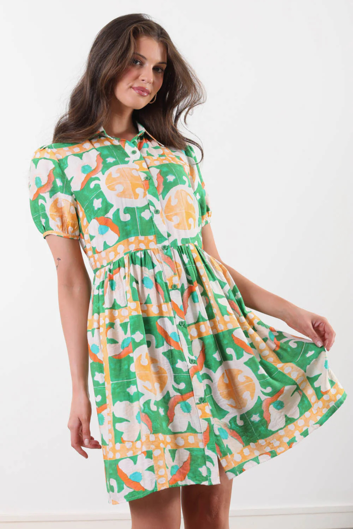 MARC ANGELO Summer Shirt Dress - Green