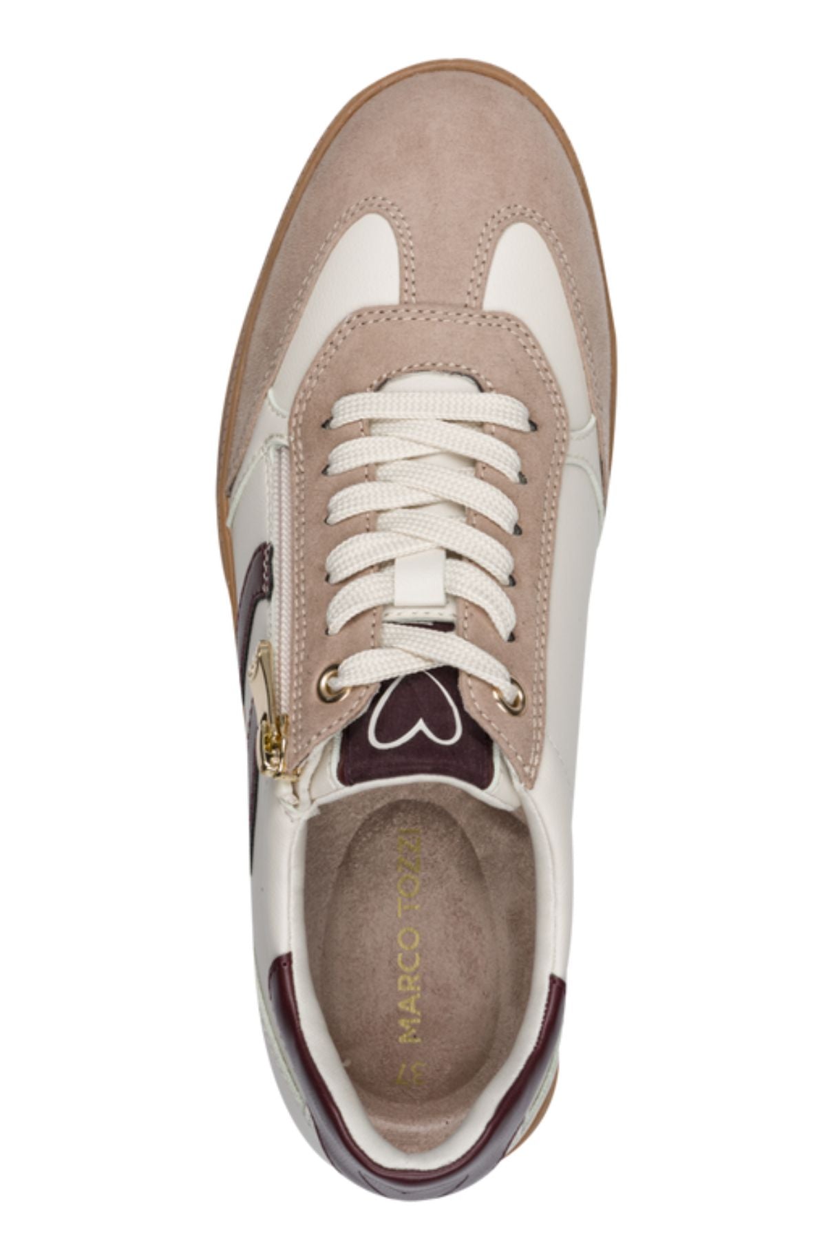 MARCO TOZZI Side Zip Low Trainer - Cream