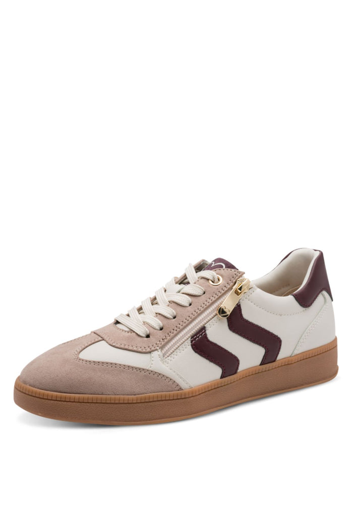 MARCO TOZZI Side Zip Low Trainer - Cream