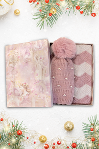 SOMETHING SPECIAL Pearl Knit Hat & Scarf Luxury Gift Box - Mauve
