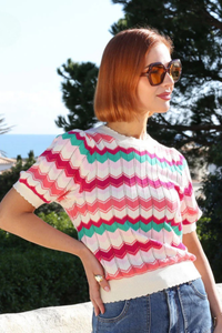 RANT & RAVE Mavis Short Sleeve Jumper - Pink