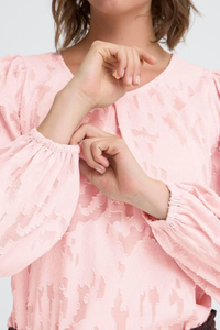 FRANSA Mera Textured Blouse - Blush