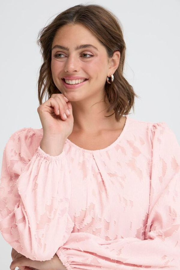 FRANSA Mera Textured Blouse - Blush