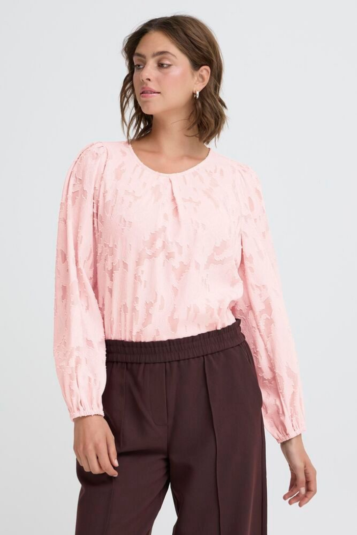 FRANSA Mera Textured Blouse - Blush