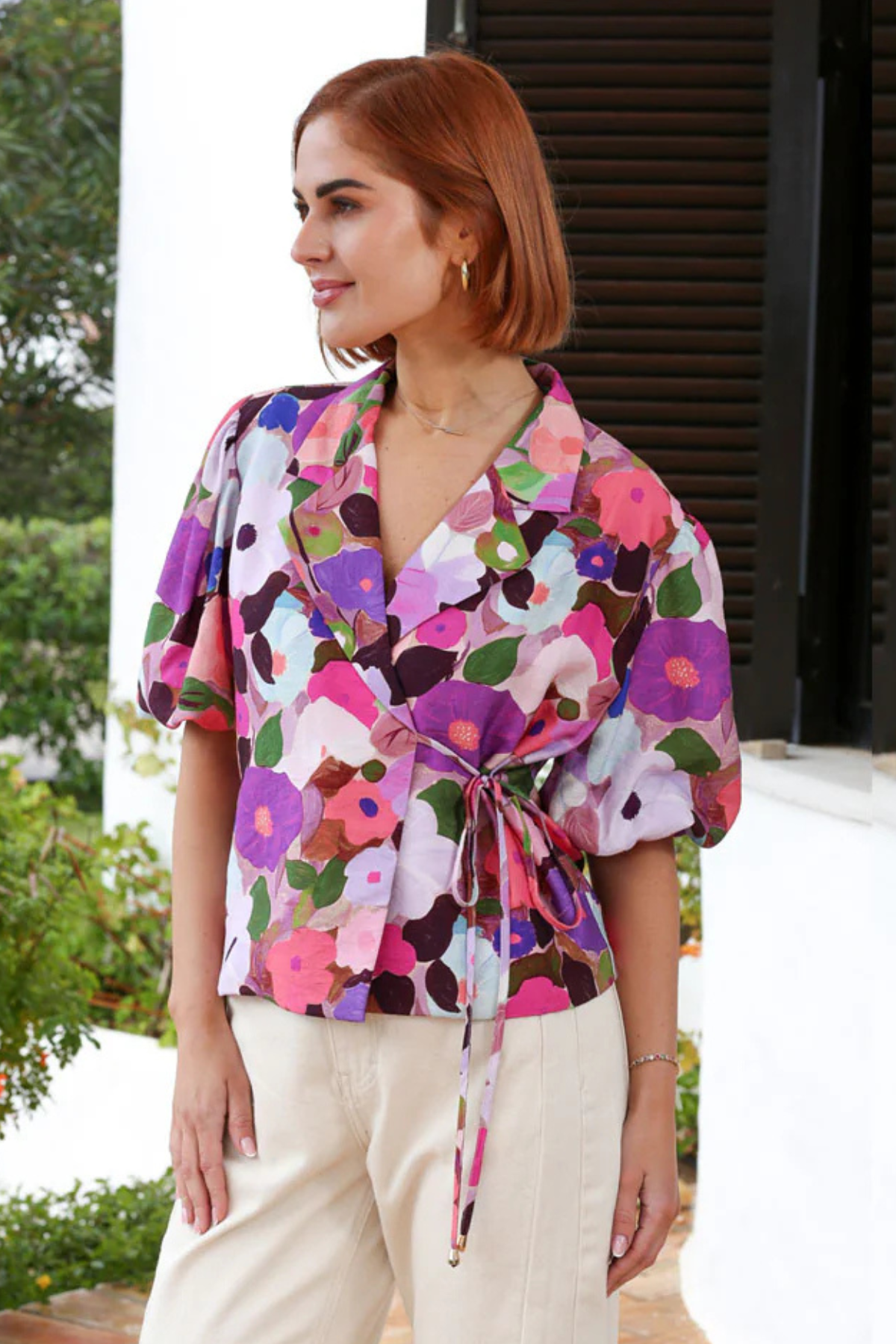 RANT & RAVE Morgan Floral Wrap Top - Pink
