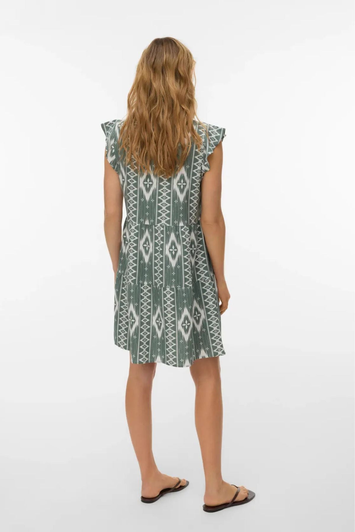 VERO MODA MyMilo V-Neck Dress - Green Print