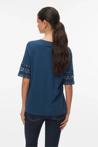 VERO MODA Nancy 2/4 Sleeve T-Shirt - Navy