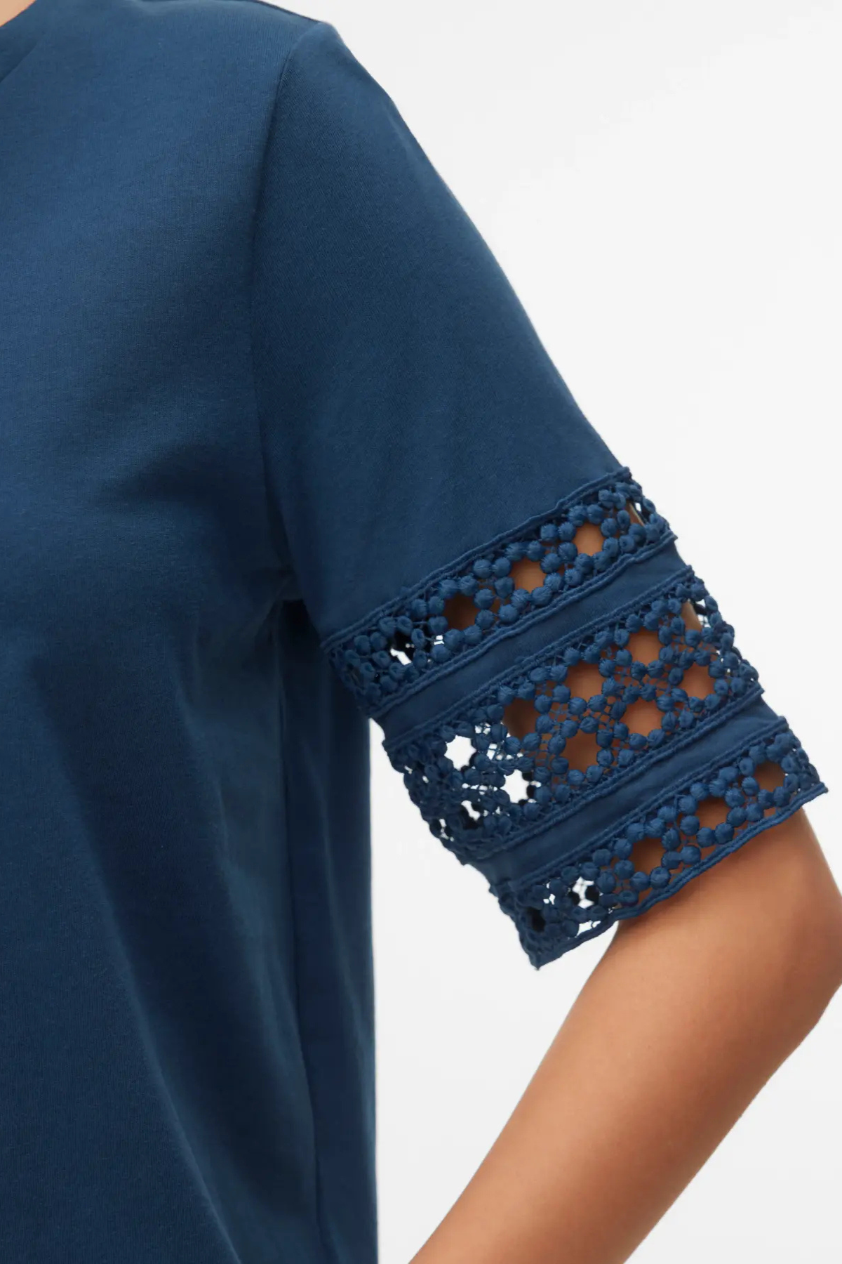 VERO MODA Nancy 2/4 Sleeve T-Shirt - Navy