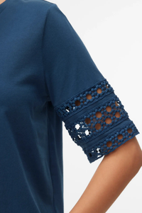 VERO MODA Nancy 2/4 Sleeve T-Shirt - Navy