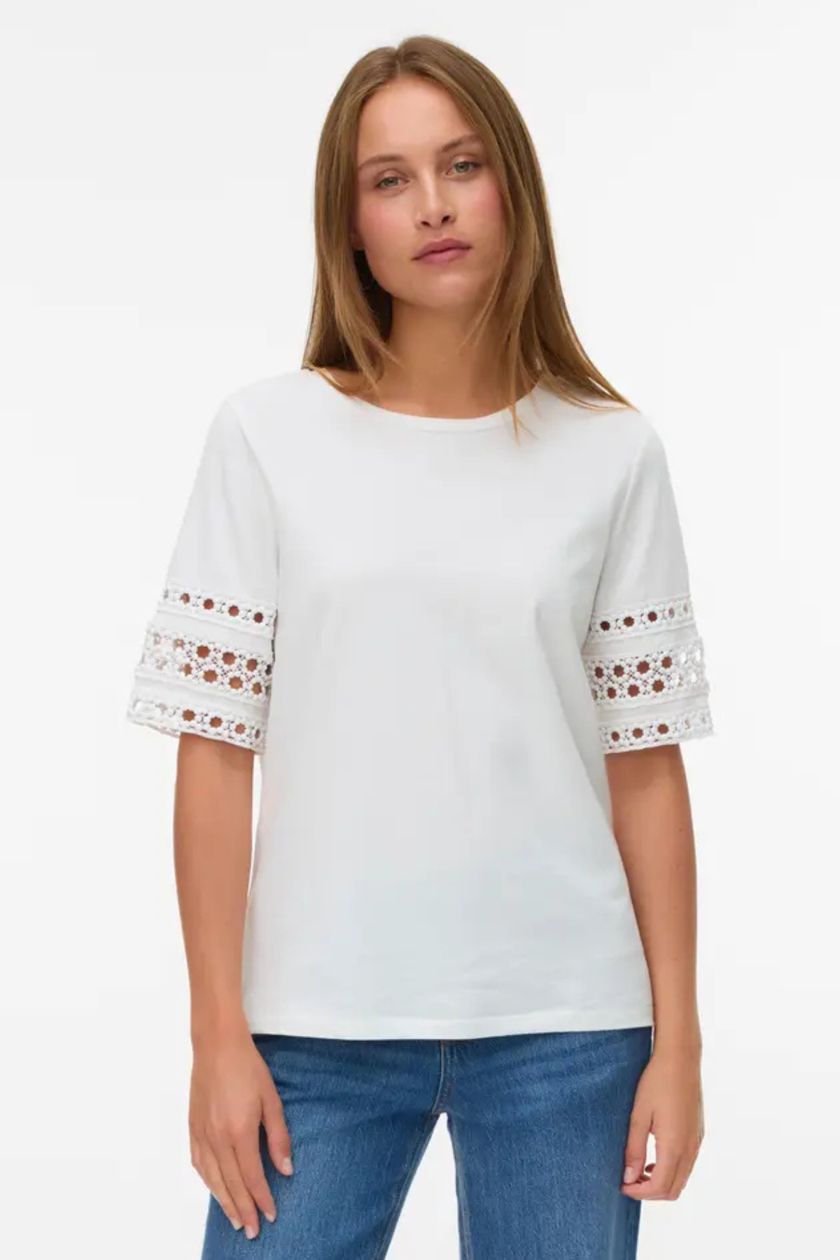 VERO MODA Nancy 2/4 Sleeve T-Shirt - White