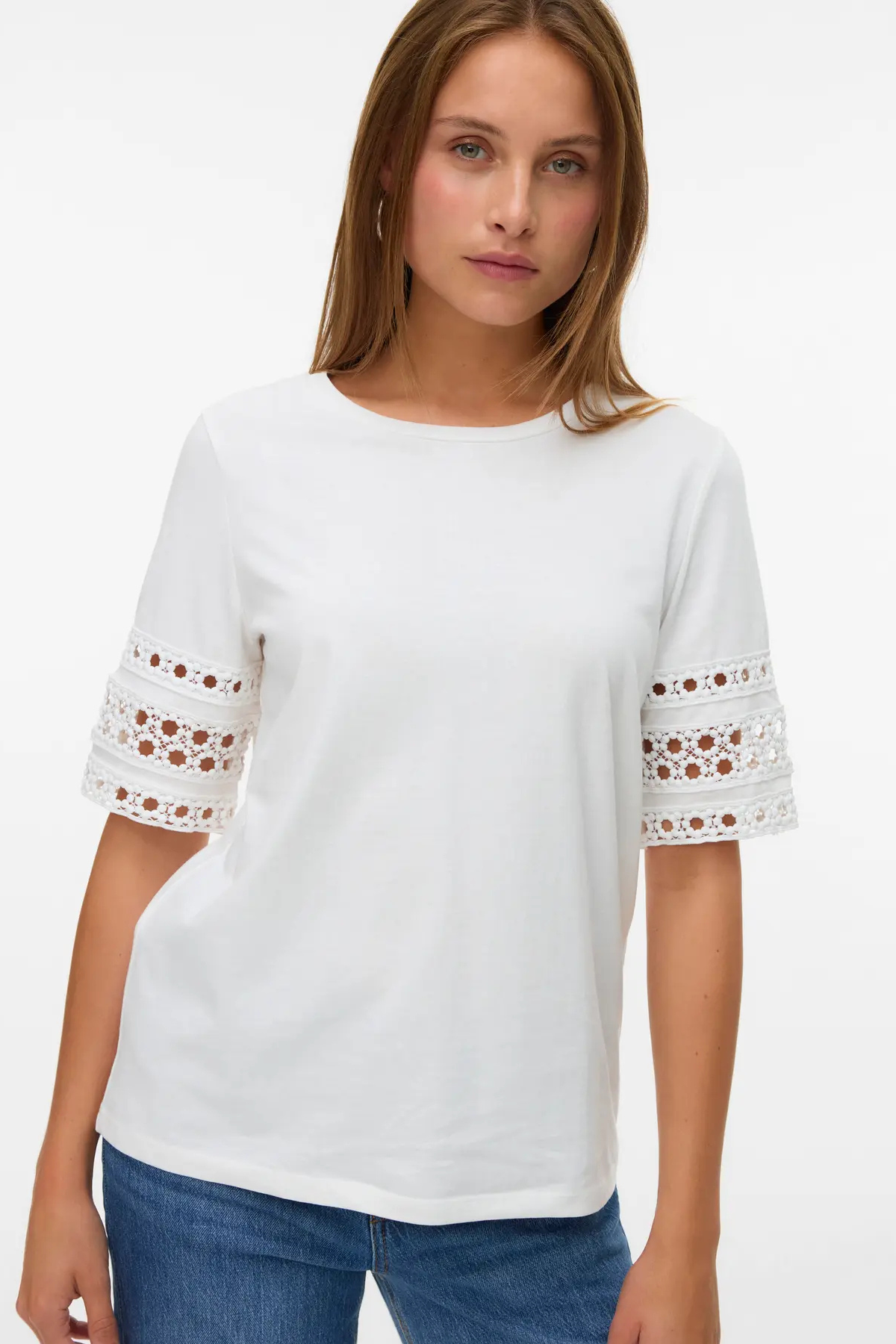 VERO MODA Nancy 2/4 Sleeve T-Shirt - White