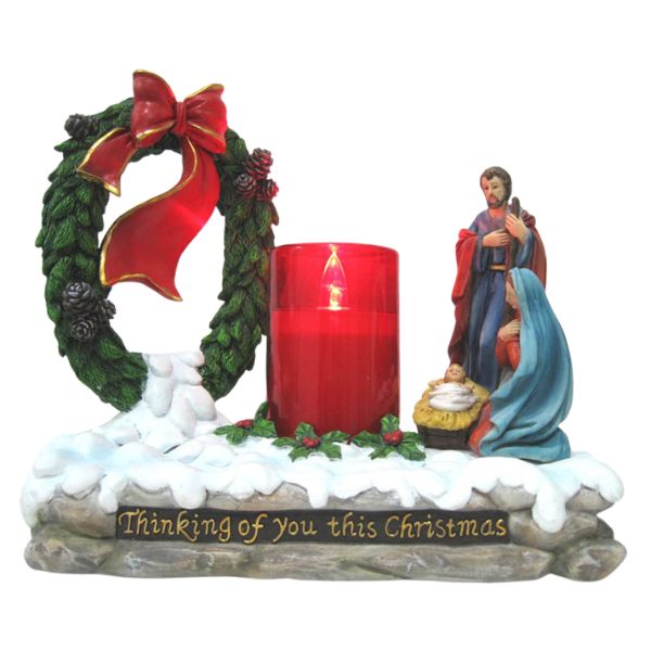 WGP “Thinking of You This Christmas” Light-Up Nativity Grave Ornament 22x20cm