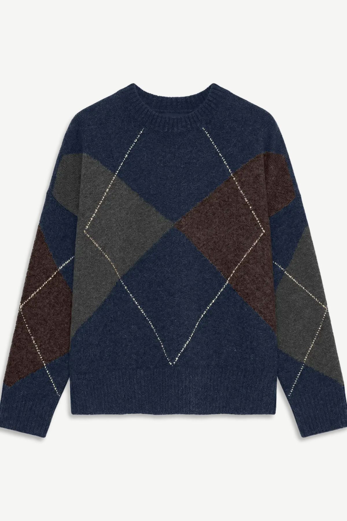 VERO MODA Boom Argyle Round Neck Jumper - Navy