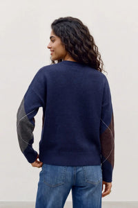 VERO MODA Boom Argyle Round Neck Jumper - Navy