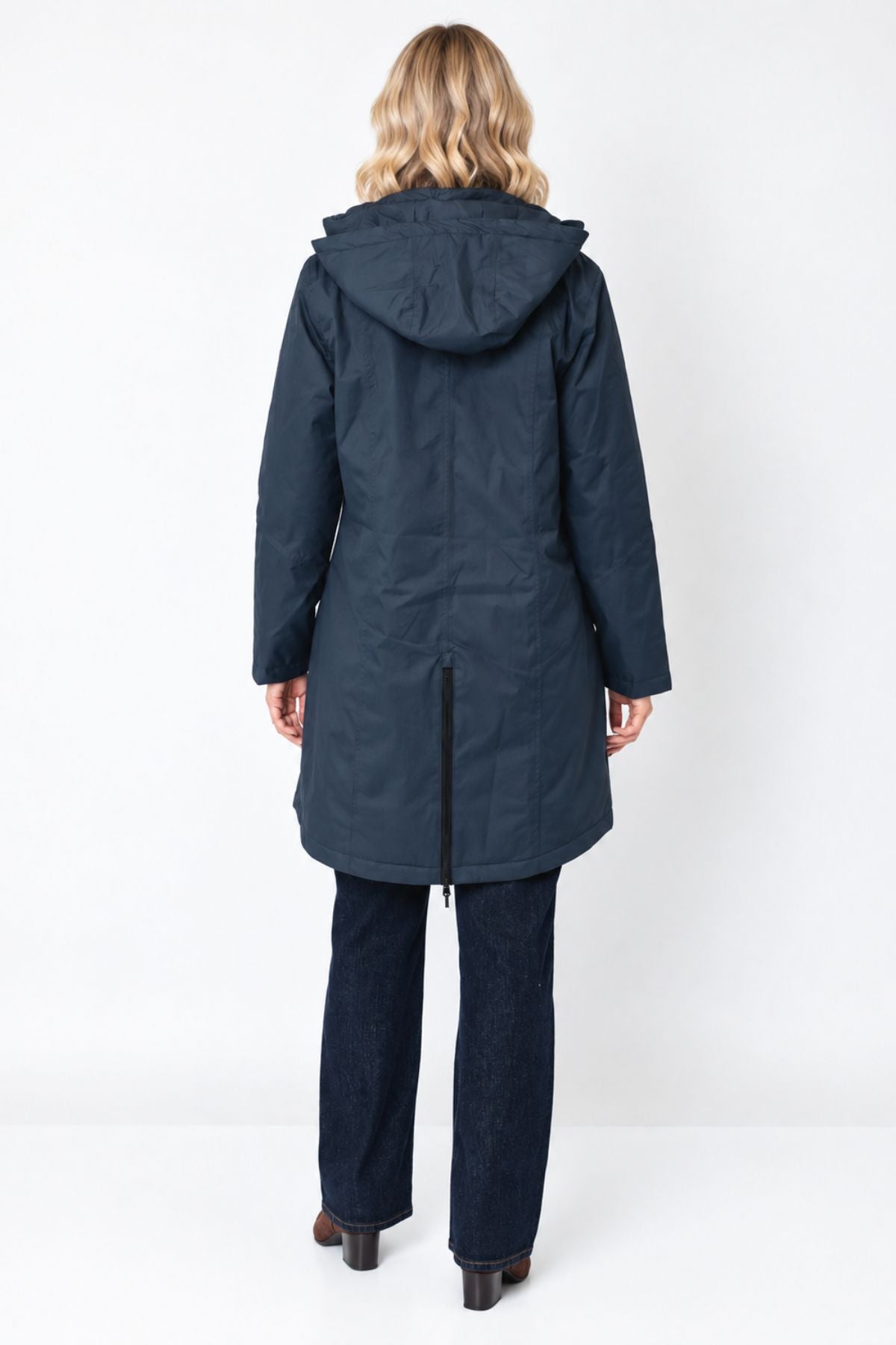 NORMANN Water Repellent Hooded Long Jacket - Navy