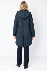 NORMANN Water Repellent Hooded Long Jacket - Navy