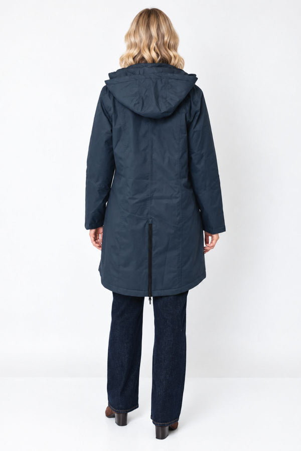 NORMANN Water Repellent Hooded Long Jacket - Navy