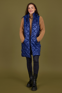 NORMANN Long Quilted Gilet - Blue