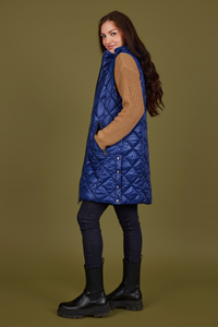 NORMANN Long Quilted Gilet - Blue
