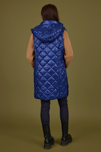 NORMANN Long Quilted Gilet - Blue
