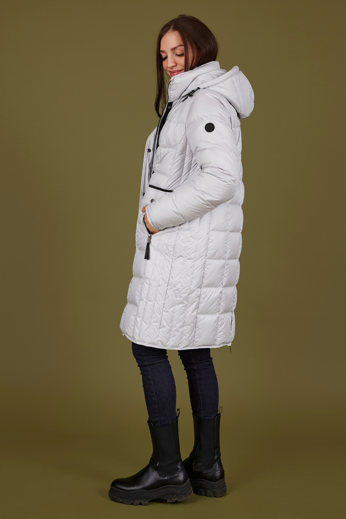 NORMANN Padded Quilted Winter Coat - Light Grey