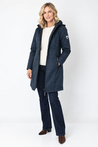 NORMANN Water Repellent Hooded Long Jacket - Navy