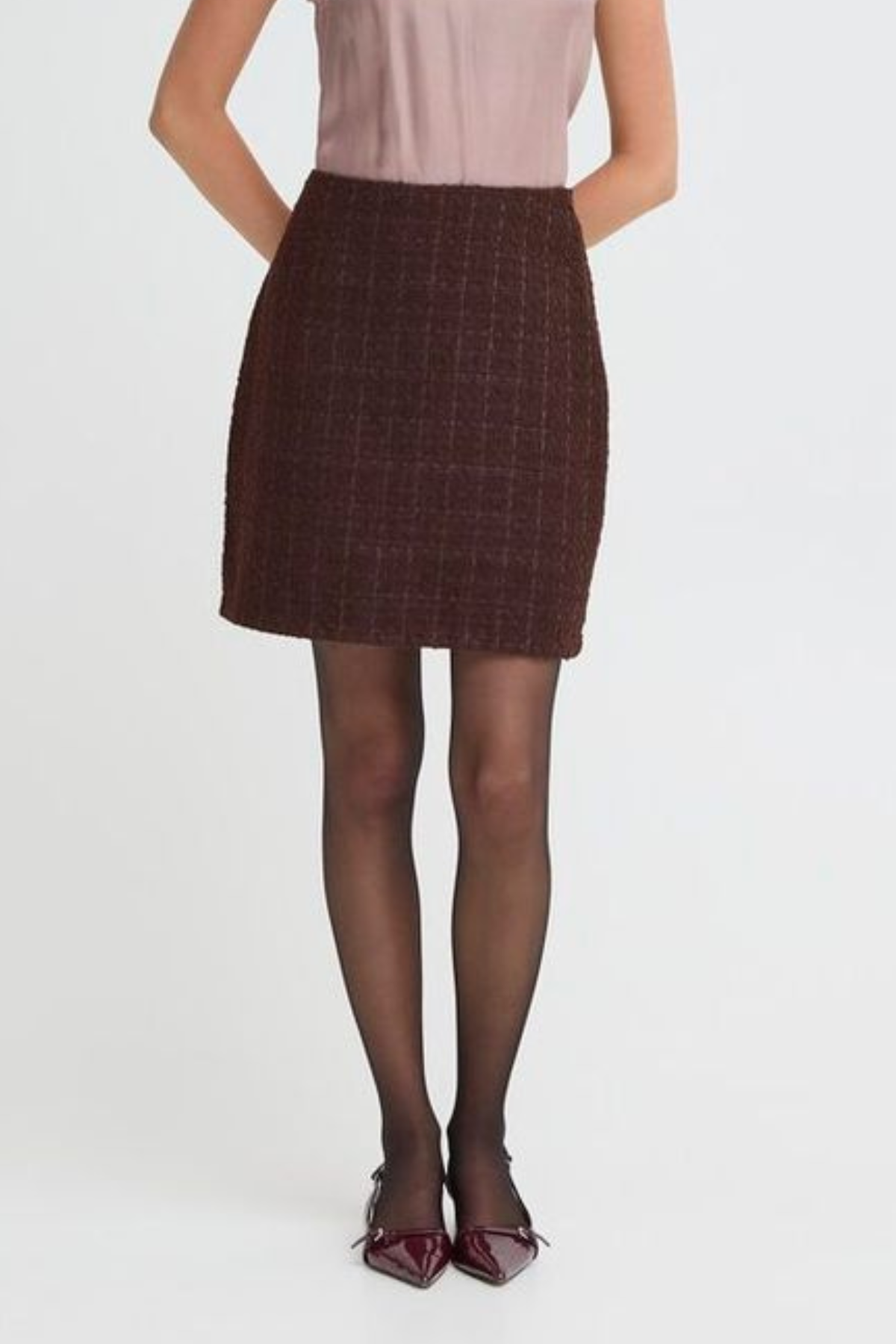 FRANSA Odette Woven Skirt - Fudge Red