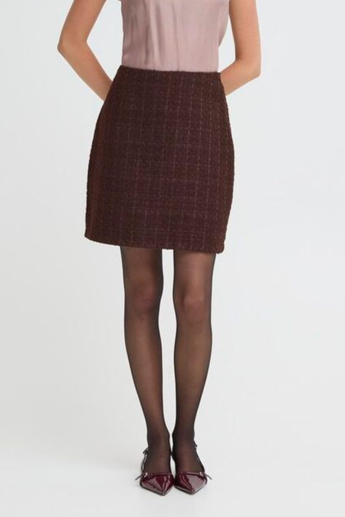FRANSA Odette Woven Skirt - Fudge Red