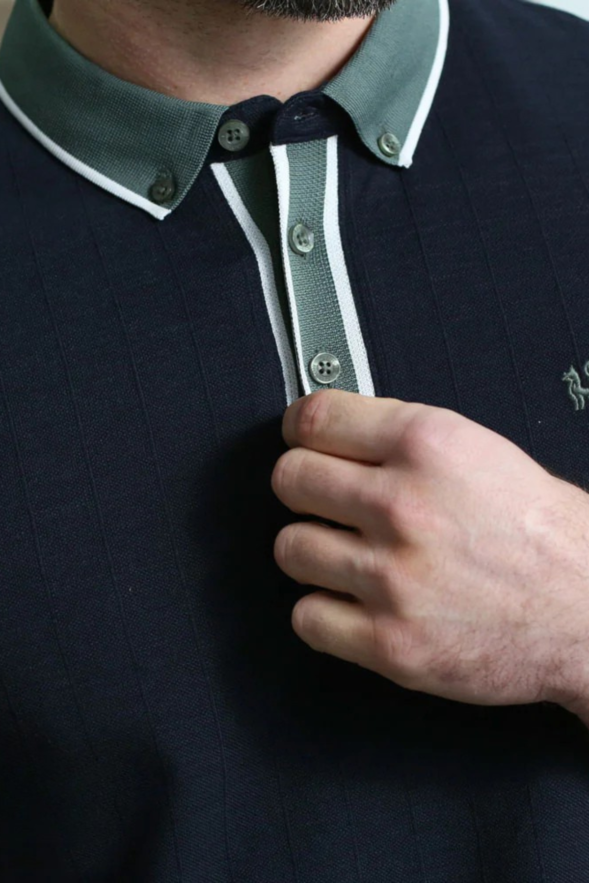 KENROW Omar Contrast Polo - Navy