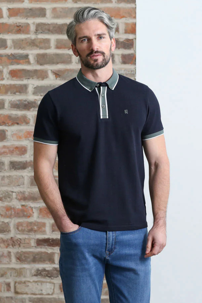 KENROW Omar Contrast Polo - Navy