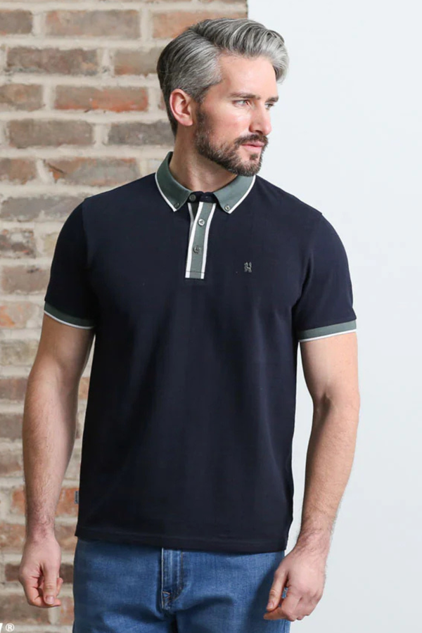 KENROW Omar Contrast Polo - Navy
