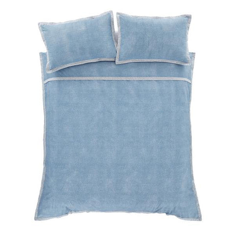 CATHERINE LANSFIELD : Oslo Textured Trim Duvet Set - Denim Blue