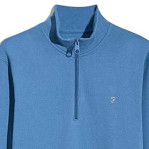 FARAH Men's Harry 1/4 Zip Sweatshirt - Blue