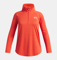 UNDER ARMOUR Girl's Tech Wordmark Half Zip Top - Venom Red